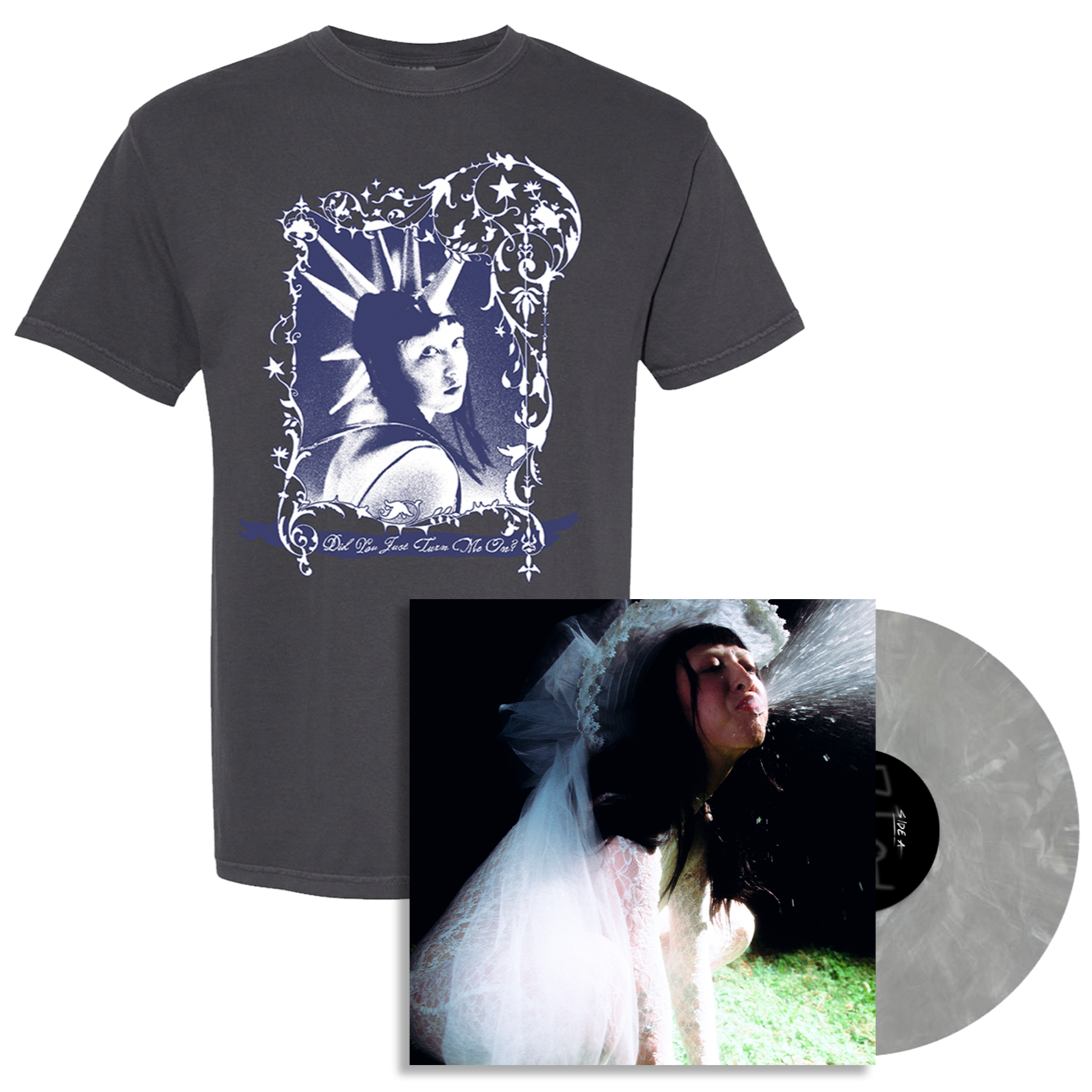 turn me on tee + spittake vinyl bundle (pre-order)